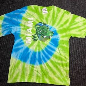 Kids Green and Blue Tie-Dye Miami T-shirt Size Large NWT